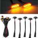 KVAEY 5PCS Car LED Grille Lights, Waterproof Bumper Trim Lamp Front Grill Light with Wiring Harness, LED Running Light Exterior Lamps Compatible with F150 F250 F350 (Black & Yellow, 5PCS)