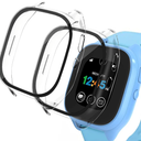 Fikslip Compatible for Gizmo Watch 3 Screen Protector Case, 2-Pack Hard PC with Tempered Glass Full Cover Bumper Shell Accessories