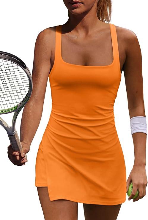 Yanekop Womens Tennis Dress with Built in Shorts Golf Dress Athletic Outfits Yoga Active Workout Dresses (Small)
