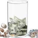 Clear and Unopenable Piggy Bank, Transparent Money Box for Cash Savings, Must-Break-to-Open Acrylic Coin Bank Change Jar for Real Money, Birthday Gifts for Kids & Adults (Cylindricity, Small)