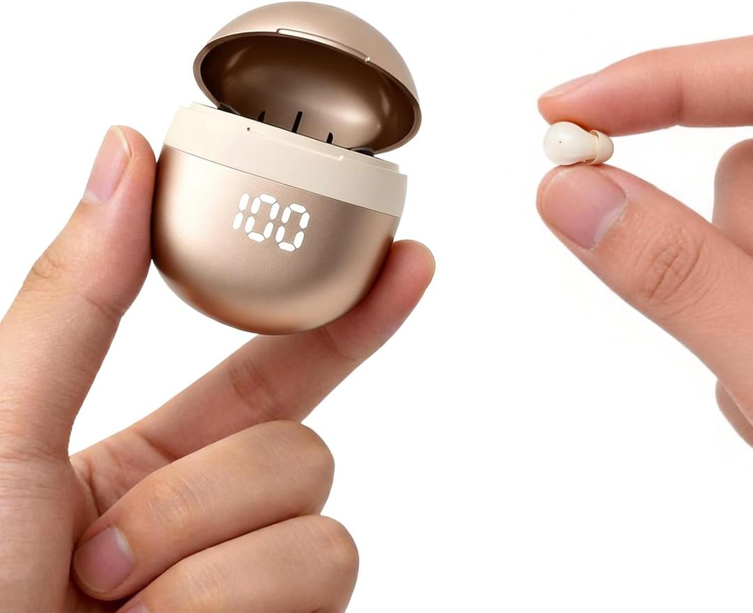 Xmenha Invisible Mini Small Earbuds Wireless Bluetooth, Skin Tone Comfortable Discreet Tiny Hidden Micro Smallest Sleep Earbuds Low Profile Headphones for Work Ear Buds for Small Ears Canals Women (Beige)