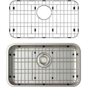 Slideep Sink Rack for Bottom of Sink, Stainless Steel Sink Protector 23"L X 13"W with Rear Drain Hole, Sink Grid Grate with Hole Cover for Kitchen Sink Single Bowl