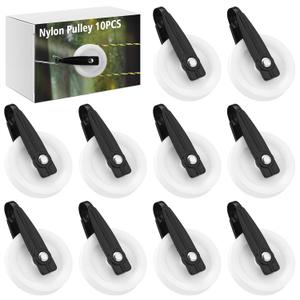 Threlaco 10 Pcs Rope Roller 2-1/2 Inch Nylon Clothesline Pulley, Outdoor Clothes Pulleys for 1/4-inch Rope