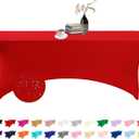 Spandex 8ft Waterproof Table Cover for Party, Wedding, Banquet, and Events (Red) (96" x 30" (Rectangular))