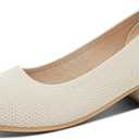 Davena Women Low Chunky Block Heel Pumps Elegant Round-Toe Knitted Pumps Stylish Slip-On Heels for Business Size:10