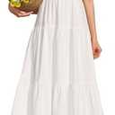KUTUMAI Floral Maxi Long Dress Lace Up Square Neck Flowy Summer Wedding Guest Dresses for Women 2026, S