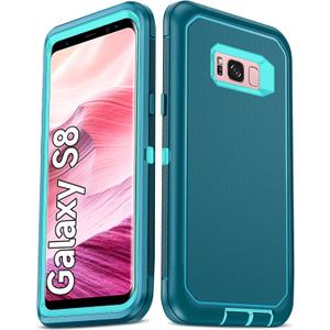 LeYi Compatible for Samsung Galaxy S8 Case: Galaxy S8 CaseNOT Fit S8 Plus Upgrade 3-in-1 Full Body Shockproof Rubber Cover, Tough Rugged Dustproof Defender Protection Case Samsung Galaxy S8, Teal