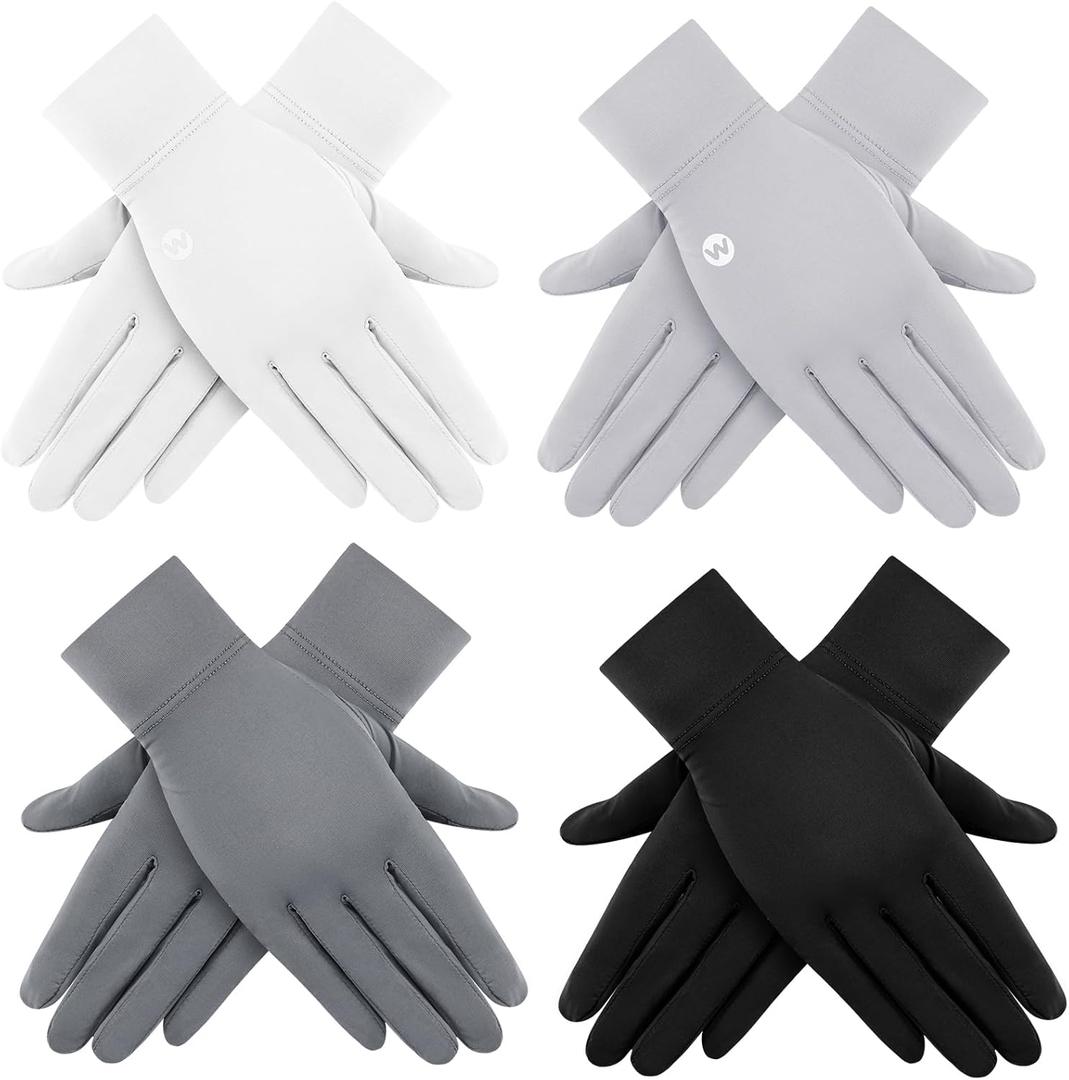 Leumoi 4 Pairs Women UV Gloves Sun Protection Women's Cycling Driving Touchscreen Gloves, S