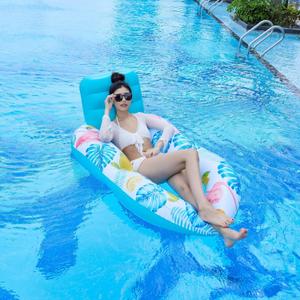 2 in 1 Floating Recliner Pool, Deluxe Inflatable Pool Float Adult with Backrest and Cup Holder, Cool Fun Pool Chair Float Bed, Pool, Beach, Enjoy Vacation, Age 15 + (Light green)