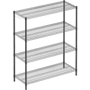 4-Shelf Adjustable Metal Shelf Wire Shelving Unit Heavy Duty Storage Rack Display Shelf for Office,Kitchen,Bedroom,Bathroom,Laundry,Pantry Basement,Garage(Black,48" L x 18" W x 62" H)