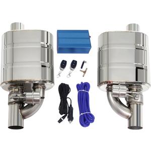 Valved Muffler Kit, Perfommance Exhaust Muffler Normally Closed Vacuum Valve Cutout Single Inlet Single Outlet (63mm/2.5in muffler kit)