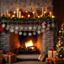 2 Pcs 6.5ft Christmas Snowflake Garland Banner, Rustic Winter Wooden Snow Banner Hanging Ornament Party Decorations for Fireplace Mantle Xmas Tree Home Mantel Fireplace Window Decor