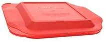 Pyrex 222-PC Red Square Plastic Food Storage Replacement Lid Cover - Made in USA