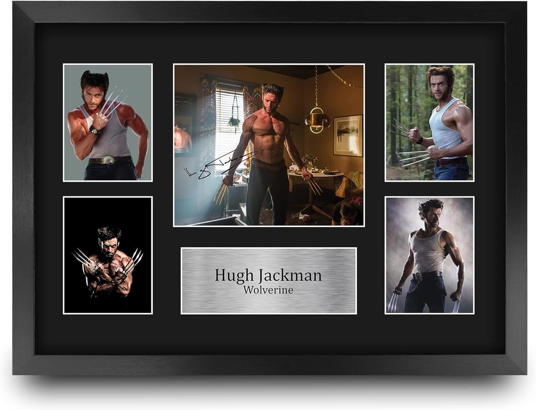 HWC Trading Hugh Jackman X-Men Wolverine 16 x 12 inch (A3) Printed Gifts Signed Autograph Picture Display for Movie Memorabilia Fans - 16" x 12" Framed