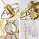 Plug in Industrial 2 Pack Farmhouse Pendant Light, Mini Cage Pendant Lighting in Gold Finish with Crystal, Adjustable Length Hanging Light Fixture for Hallway, Bedroom, Living Room, Kitchen