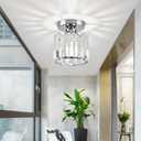 Semi Flush Mount Ceiling Light, Crystal Ceiling Light Silver Crystal Chandelier for Kitchen Hallway Entrance Balcony Dining Rooms Living Rooms Bar