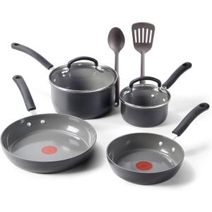 T-Fal Ultimate Hard Anodized Ceramic Nonstick Cookware Set, 8-Piece, Pots and Pans