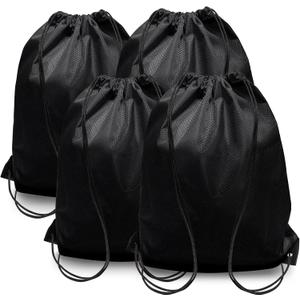 4-Pack Black Drawstring Backpacks, Cinch Bag, Lightweight & Washable Sackpack, Perfect for Gym, Sports, Travel - Men & Women,X-Large 22.4"x17.5" (4, Black)