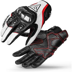 Men Women Climbing Motorcycle Racing Carbon Fiber Touch Screen Gloves Leather Glove Summer Winter Breathable Motorbike Moto Motocross Cycling offroad Items Protective Durable Offroad Protective Gear (Large, White)