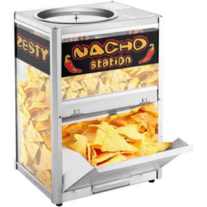 Nacho Machine Food Warmer - Steel Countertop Display Case and Merchandiser for Tortilla Chips, Peanuts, and Popcorn by Great Northern Popcorn (Silver)