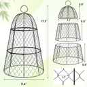6 Pack Garden Cloche Plant Protectors from Animals, Adjustable 3-Tier Chicken Wire Plant Cages for Outdoor Plants, Stackable Metal Garden Cloches Keep Rabbits, Squirrels & Birds Away, 17.3" x 11.4"
