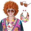 Amazon.com: FantaLook Curly Orange Red Cosplay Wig with Necklace Earrings and Sunglasses for Women Halloween Costume : Clothing, Shoes & Jewelry