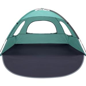 WhiteFang Beach Tent Anti-UV Portable Sun Shade Shelter for 3 Person, Extendable Floor with 3 Ventilating Mesh Windows Plus Carrying Bag, Stakes and Guy Lines (Beach Glass)