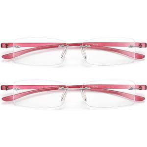 Bhigh 2 Pack Reading Glasses Blue Light Reading Glasses men's reading glasses for women Frameless Computer Reading Glasses +1