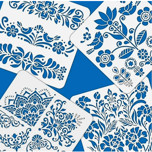12 Styles Folk Decorative Painting Stencil Templates Floral Bird Pattern Scandinavian Style Reusable