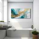 Extra Large Turquoise Wall Art Abstract Teal Wall Decor for Living Room Modern Marble Canvas Picture 30x60”, Watercolor Gold Fluid Texture Ink Painting Prints Poster Artwork Bedroom Decorations