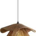 Handmade Rattan Farmhouse Chandelier Boho Pendant Light Fixture for Kitchen Dining and Living Room(Diameter 60cm/23.6 inches)(Diameter 40cm/15.7 inches)