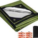 RedSwing Heavy Duty Survival Blanket, Waterproof Emergency Thermal Tarp, Multipurpose Reflective Insulated All Weather Blankets for Camping Hiking, Green,11.8 x 8.5 ft