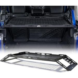 Rear Trunk Cargo Rack Basket Tray Fit for 2007-2026 Jeep Wrangler | JK JL Unlimited 4 Door Hardtops, Interior Luggage Carrier Storage Shelf for Camping Trip Gear