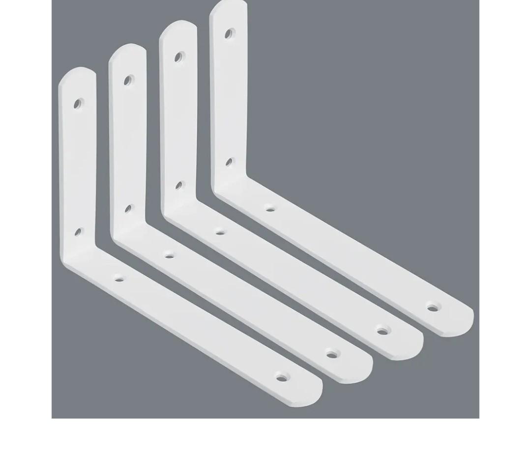 Alise Floating Shelf Brackets,White Bracket for Shelves Heavy Duty L Bracket Corner Brace,Stainless Steel Joint Angle Brackets for Wooden Board Hanging Support,8x5-3/5 Inch(Upgraded,Pack of 4