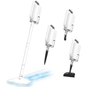 Steam Cleaner, 6 in1 Rotated Steam Mop Cleaner with 2 Modes, 2 Microfiber Pads, 400ML Removable Tank, 23FT Power Cable, Detachable Steam Mops for Floor, Laminate Floor, Tiles Cleaning (Fish White)