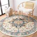 Area Rugs 6ft Washable Non-Slip, Floral Vintage Distress Print Pattern Medallion Carpet for Living Room Bedroom Dining Room, Beige Navy Blue Orange Colorful