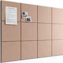 Bumusty Large Cork Board 48" x 36" Alternative - 12 Pack Felt Wall Tiles with 70 Safe Removable Adhesive Tabs, 30 Pushpins, Cork Boards for Walls Pin Board Bulletin Board Office Decor (Terracotta)
