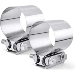 SPEEDWOW 2.0 Inch Exhaust Clamp - Butt Joint Band Coupler Sleeve (2 PCS) - Stainless Steel