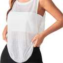 OYOANGLE Women's Sheer Sleeveless Crew Neck Sports Tank Top Sleeveless Athletic Workout Shirts White Sheer X-Large