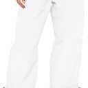 Waitfairy Cargo Pants Women Drawstring Elastic Waist Baggy Parachute Pants Woman Y2K Bottoms with Multiple Pockets White M