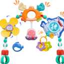 Baby Stroller Arch Toy, Car Seat Toys, Adjustable Arch Stroller toy with Hanging Sensory Activity toys,fits on Baby Bouncer, Bassinet, Stroller, Crib and Car Seats for baby infant Boy Girl 0-18 Months (Set4)