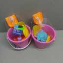 Beach Bucket Toy Set 9PC Set 1 Bucket, 2 Shovels, 1 Rake, 5 Sand Molds, Pack of 2