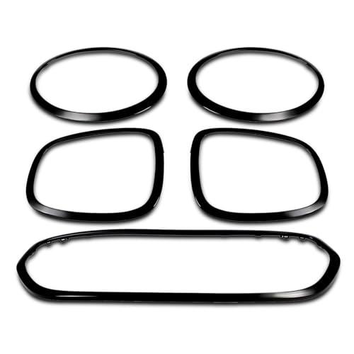 Aspaton 5PCS Front Grille Frame Surround Trim Headlight Taillight Trim Ring Compatible with 2014-2021 Cooper F55 F56 F57 51137449207 Glossy Black