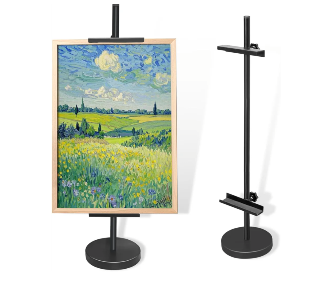 ARTASY Tabletop Picture Frame Stand, Adjustable Easel Stand for Sign Up to 29", Metal Table Frame Holder for Display, Picture, Photo, Poster, Artwork Black 1 Pc