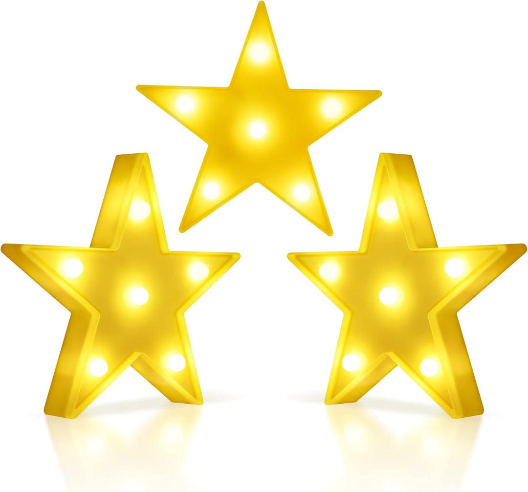 3 Pcs LED Stars Night Light Can Be Hung On The Wall Kids Room Room Light, Suitable for Birthday Party Holiday Decoration Baby Room Nursery Decoration (Stars)