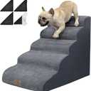 5-Step Dog Stairs for 23 Inch High Beds & 20-30 Inch Couch Bed, Non-Slip Balanced Indoor Pet Ramp Stairs for Small Old Large Dogs Cats to Get on Bed 30D