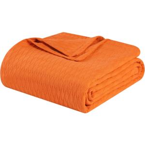 HomeRoots King Burnt Orange Cotton Woven Geometric Blanket