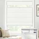 LazBlinds No Drill TDBU Roman Shades, Blackout - White, 25" W x 72" H | No Tools Top Down Bottom Up Cordless Fabric Blinds for Window, Thermal Insulated UV Blocking for Bedroom & Living Room
