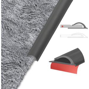 Flexible Carpet Edge Trim  Self-Adhesive Waterproof Cuttable Safety Edging for Thick Rugs &Mats, Peel & Stick Floor Transition Strip, For High-Traffic Areas (Fits Thick Carpets Up to 15mm,Black-10Ft)