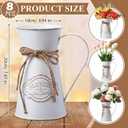 Chumia 8 Pcs Metal Pitcher Jug Vase for Flower Farmhouse Rustic Milk Can 7. 87 Inch Flower Vintage Vase Pitcher Decor Kitchen Bathroom Decor for Home (White)